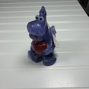Northern Lights Candle Dragon Holding Heart Purple Glitter Made In USA